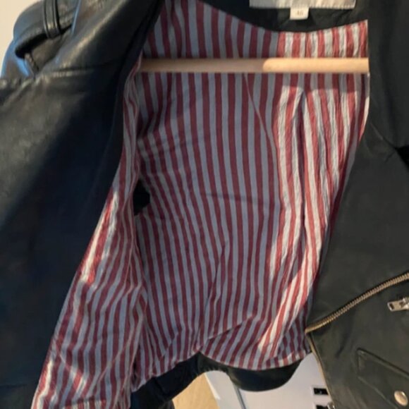 Maje “Bastille” Leather Jacket – Navy Blue – Size FR 36 / US 4 (S) - Picture 4 of 8